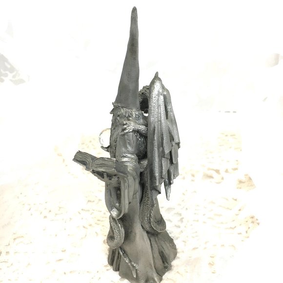 PERTH Pewter Wizard w/ Dragon – Book & Crystal Ball Figurine Vintage - Picture 12 of 15